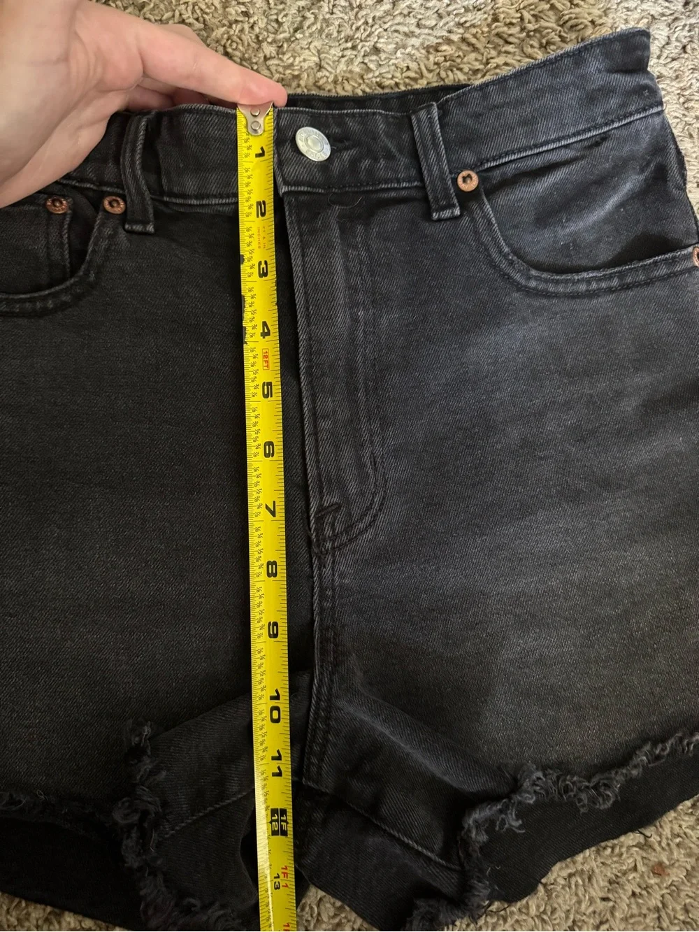 American Eagle Outfitters Stretch Black High Rise Shorts Denim Cutoff Size 4